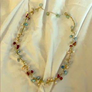Freshwater pearl and stone necklace choker style